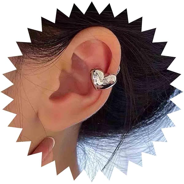 イヤリング Sterling Silver Open Heart Right / Left Ear Cuff For Women Open Heart Cuff Earring, Ear Cuff Silver Sterlin, Silver Ear