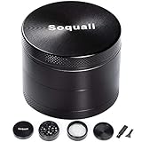 Herb Grinder Small Metal Grinder 4 Piece - Spice Mill with Pollen Catcher, Smooth to Grind Dry Herbs and Spices, 2 inch (50mm), Black