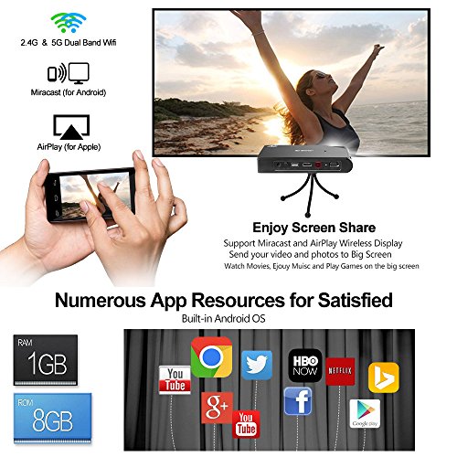 image for Projector,DBPOWER X5 Mini Projector,2200 Lumens,Portable LED Projector