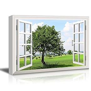 Creative Window View Canvas Prints Wall Art - Spring on The Plains - 24" x 36"