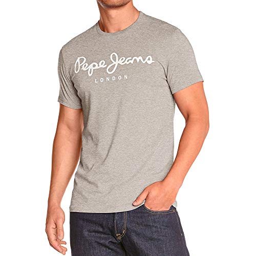 Original Stretch Camiseta para Hombre Slim Fit Manga Corta Gris, M