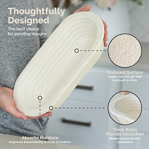 Bulka Oval Bread Proofing Basket Spruce Wood Pulp 750g Groove, Sourdough Bread Baking