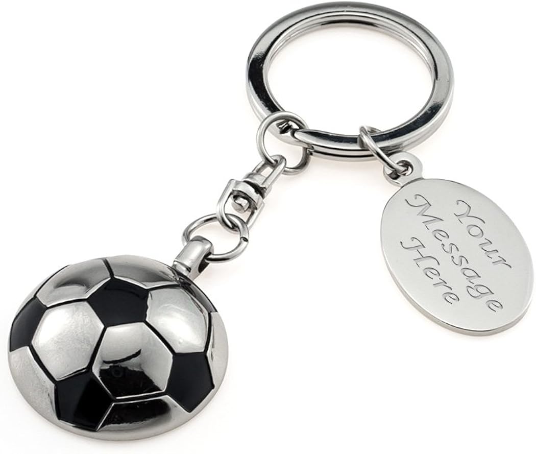 Personalised Football Keyring With Engravable tab Engraved Enter