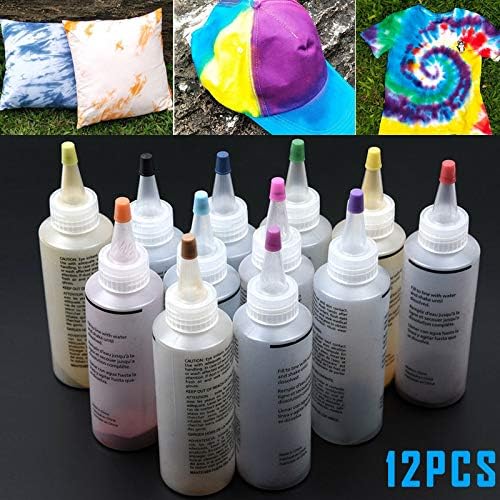 YWILLINK 12 Pcs Tie Dye Kit Non-Toxic DIY Garment Graffiti Fabric Step Textile Coating