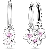 Stylish Women's Moon Star Dangle Earrings - 925 Sterling Silver Hypoallergenic Earrings with Colorful Cubic Zirconia, Trendy Square Huggies for Women Daily Wear & Special Occasions