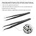 Professional Tweezers for Eyelash Extension - Straight and Curved Pointed Tweezers - Stainless Steel Precision Tweezers set - 2 Pcs - Black