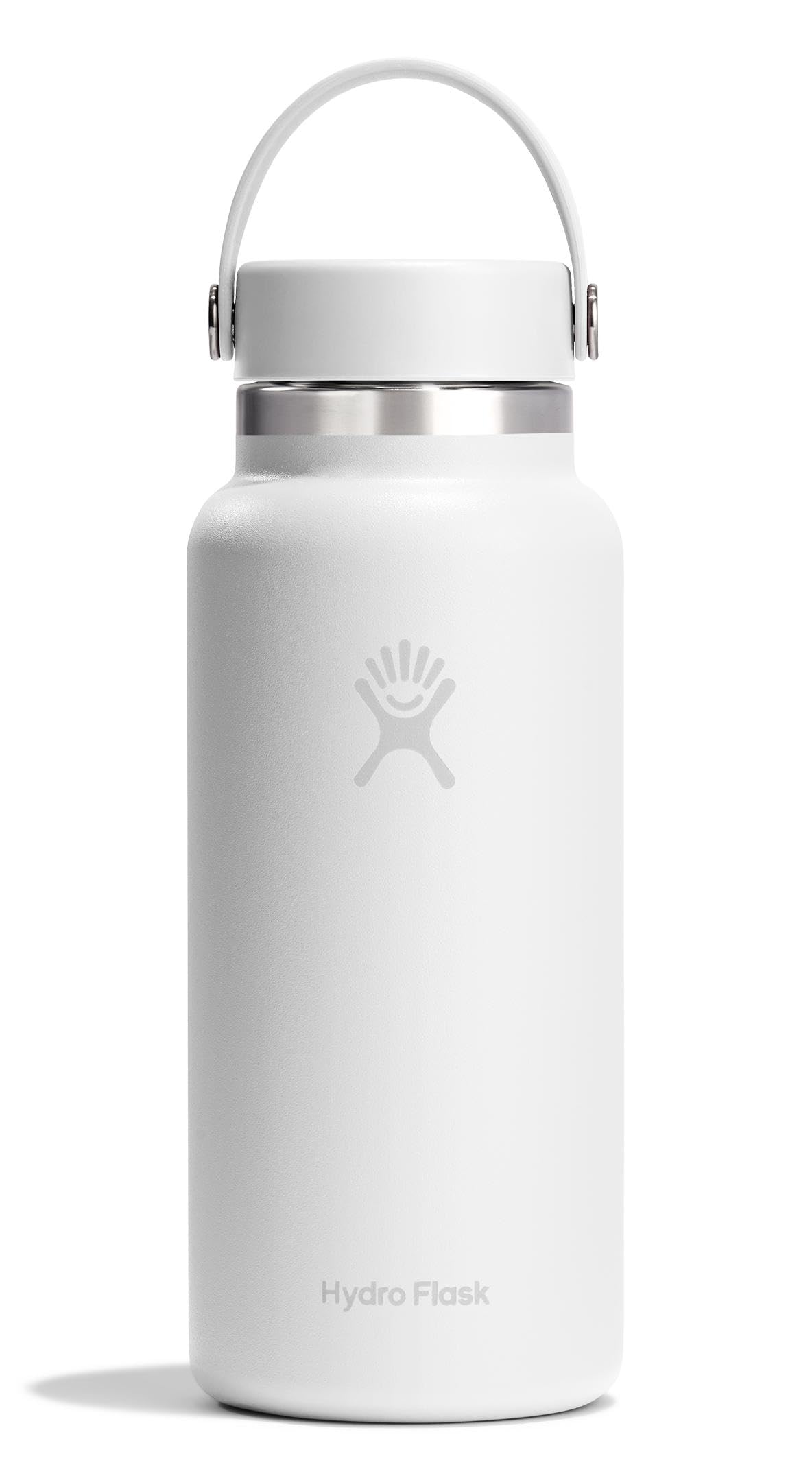 Hydro Flask Water Bottle - Insulated Stainless Steel - Wide Mouth Flex Lid, Non Spill, Leakproof and Refillable in 32 Oz Tonal White Image