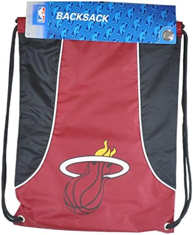 NBA Miami Heat Drawstring Back Pack Sack Gym School Book Bag Red Black Workout