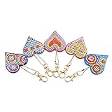 5pcs Love Heart Keychain Full Drill Diamond Painting for DIY Set Key Ring Gift