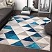 Well Woven Isometry Blue & Grey Modern Geometric Triangle Pattern 7'10