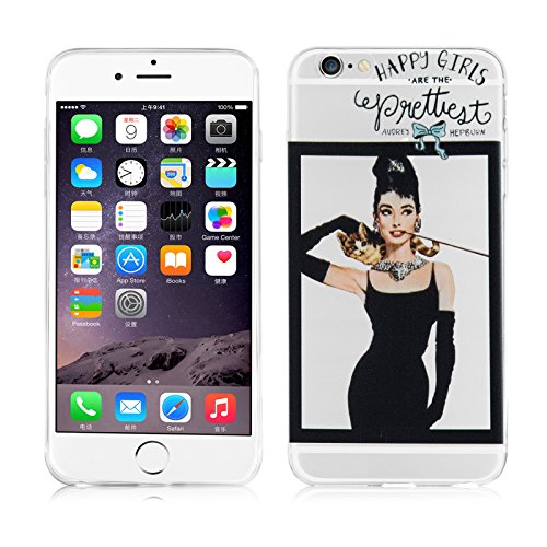 iPhone 7 Plus Case, iPhone 7 Plus Clear Case, JAMMYLIZARD Invisible Gel Sketch Clear Design Back Cover for iPhone 7 Plus, Audrey Hepburn