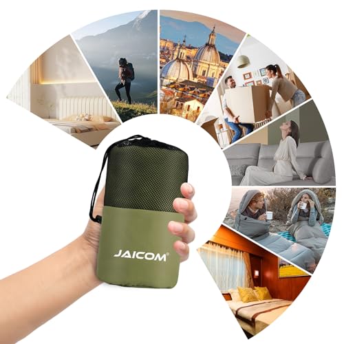 JAICOM c Sleeping Bag, Ultralight and Compact Travel Sheet, 220 x 90 cm, Cotton Sheet Sack, Ideal for Camping, Hiking, Hostel and Business Travel | Sacco Lenzuolo da Viaggio con Scomparto per Cuscino, Ideale per il campeggio, l'escursionismo, l'ostello e i viaggi di lavoro
