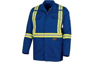 Pioneer Hi Vis FR Jacket for Men - Class 1 Flame Resistant, Arc-Rated Safety Coat - Reflective Tape, Pockets, 2X Large