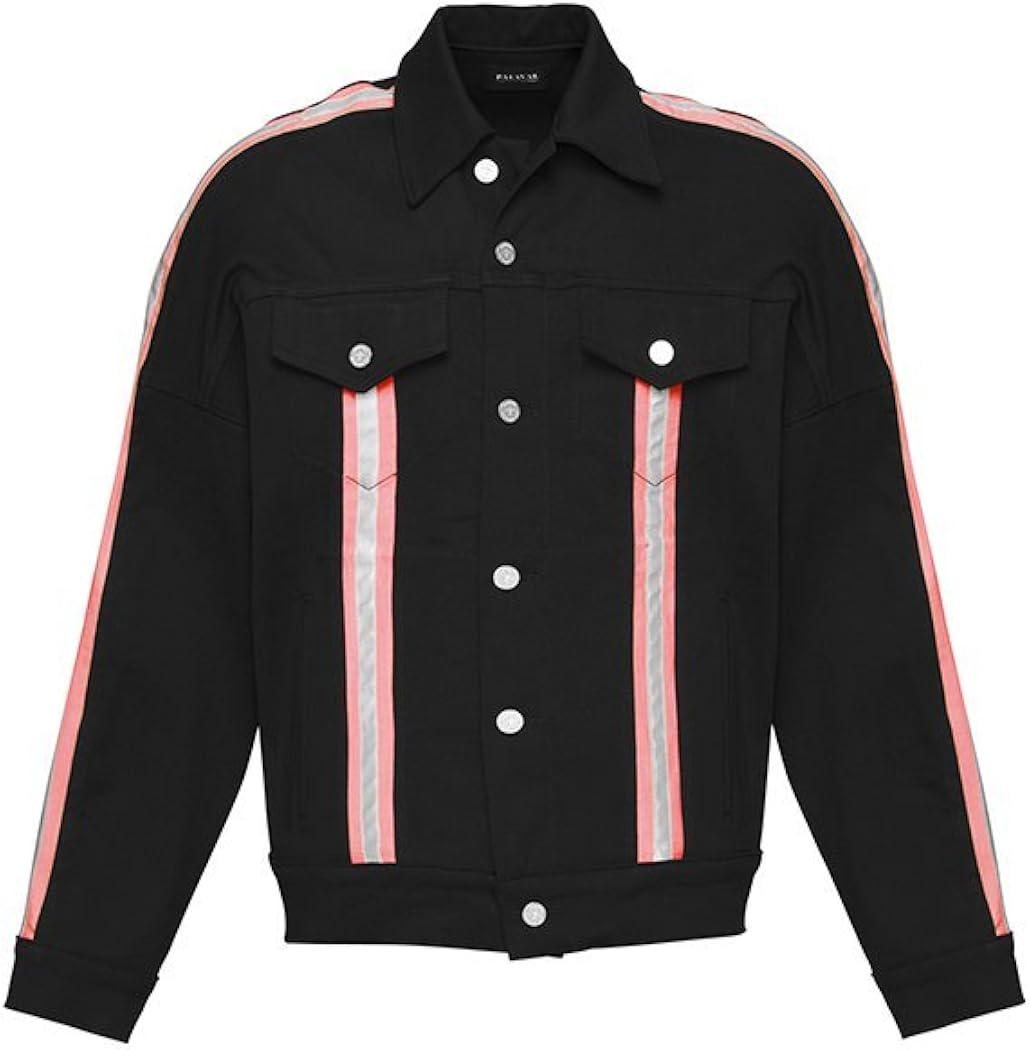 black and orange jean jacket