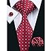 Barry.Wang Classic Red Woven Tie Hanky Cufflink Set