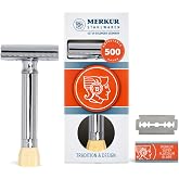 MERKUR Progress 500 Adjustable Double Edge Safety Razor - Standard Handle Adjustable Razor With Dial Made in Germany Plastic-Free Closed Comb Straight Bar