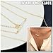 FINREZIO 4 PCS Layered Necklaces for Women Girls Long Lariat Y Pendant Necklace Gold-tone Jewelry Set