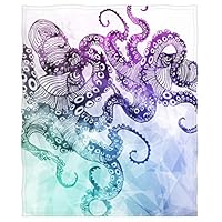 Goodbath Octopus Kraken Throw Blanket, Ocean Animals Sea Monster Soft Fleece Blanket for Traelling Sofa Couch Bed, 58 x 80 Inch