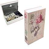 EIOU 7.1 * 4.7 *2.3 inches Beautiful Rose Locking Book Safe With Key Security Diversion Hidden Book Safe With Strong Metal Case inside safe
