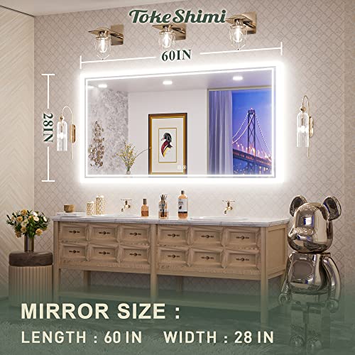 TokeShimi 60 x 28 Inch LED Bathroom Mirror Lighted Vanity Mirror Large