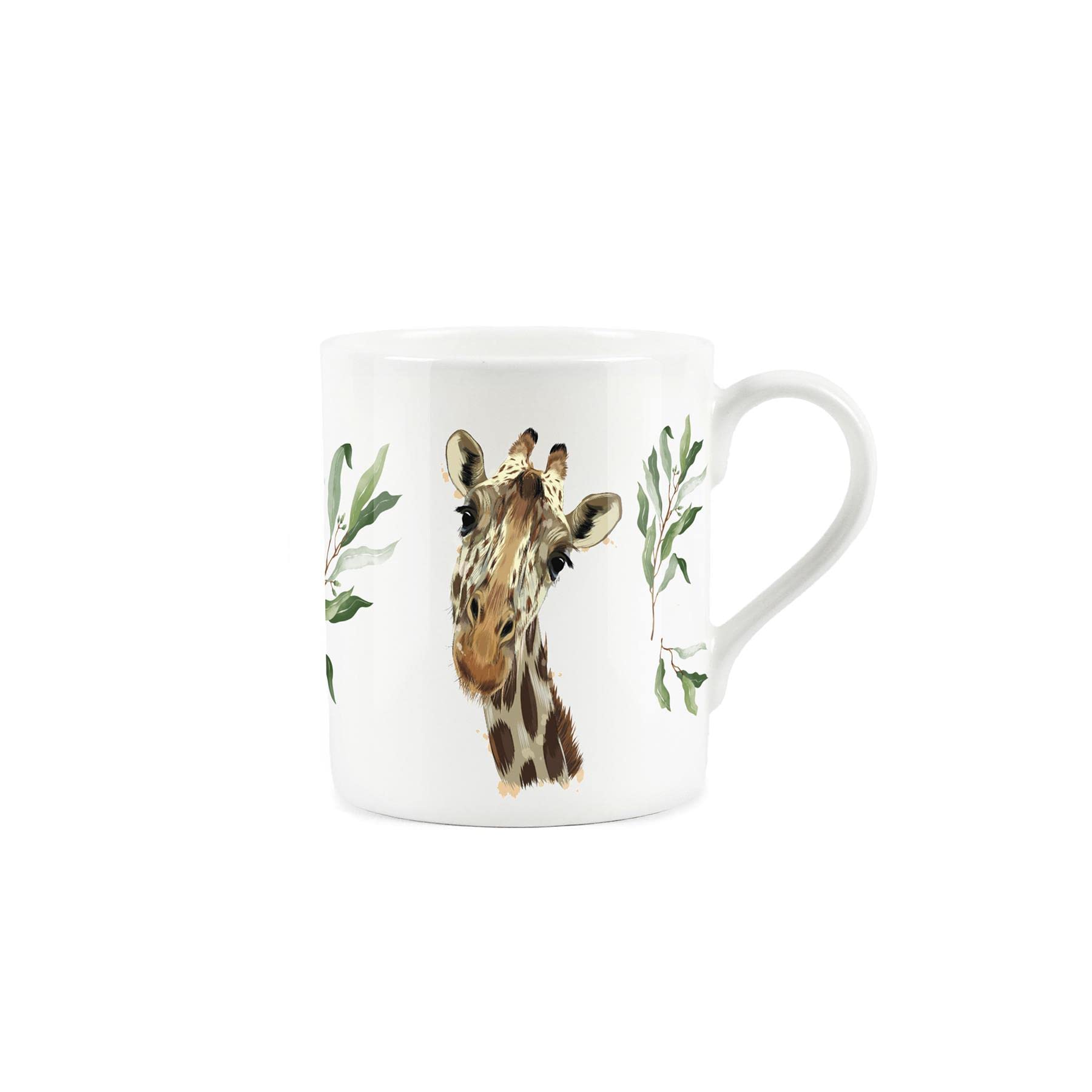 Purely Home Funky Giraffe Zoo Design - Small Fine Bone China White Mug Coffee/Tea Present Gift