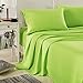 Honeymoon 1800 Brushed Microfiber Embroidered Bed Sheet Set, Ultra Soft, Queen - Lime Green