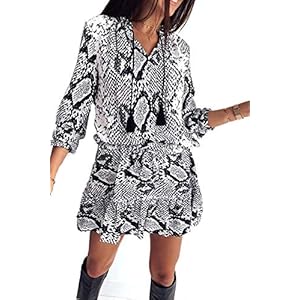 51u5NrUo1UL. SS300 APHT Mujer Elegante Largo Sexy Verano Moda Manga Larga conAlto de Serpiente con Estampado para Mujer Falda Manga… 51u5NrUo1UL. SS300