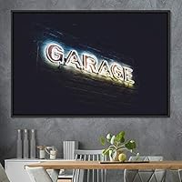 Framed Canvas Wall Art Illuminated Words 3D Industrial Inspirational Multicolor Neon Pop Art Quotes Typography Urban - 16x24 inches