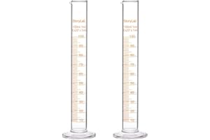StonyLab 2-Pack 100ml Borosilicate Glass Graduated Cylinder Measuring Cylinder