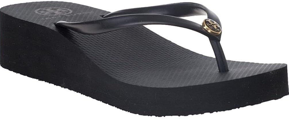 tory burch black wedge flip flops