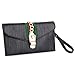 Designer Evening Envelope Clutch Bags Wristlet Purse Cross Body Bag with Chain (Black)