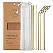 YIHONG Set of 8 Stainless Steel Metal Straws Ultra Long 10.5 Inch Reusable Straws For Tumblers Rumblers Cold Beverage Gold (4 Straight|4 Bent|2 Brushes)