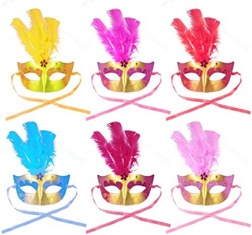 Mardi gras mask masquerade mask wenetian halloween mask for women(pack of 6)