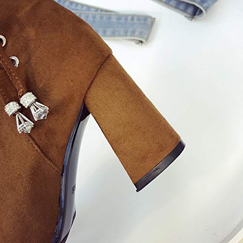 FORUU Women Boots Casual Shoes Martin Boots Suede Ankle Boots High Heeled Zipper Boot - Thumbnail 5