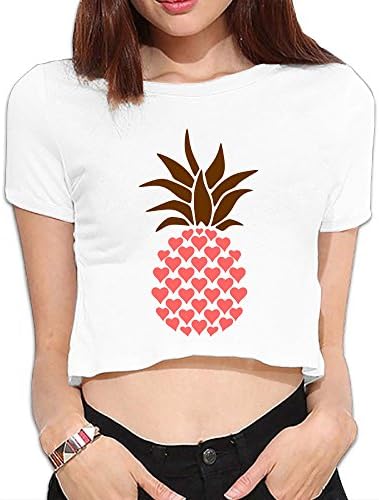 PolkBro Pineapple With Heart Sexy Womens Cropped Tops Tees Short T-shirt Blouse Clubwear