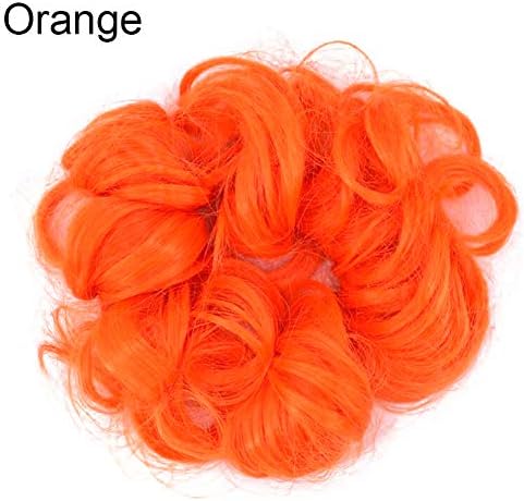 Fashion Women Hair Bun Extension Wavy Curly Messy Donut Chignons Wig Hairpiece - Orange