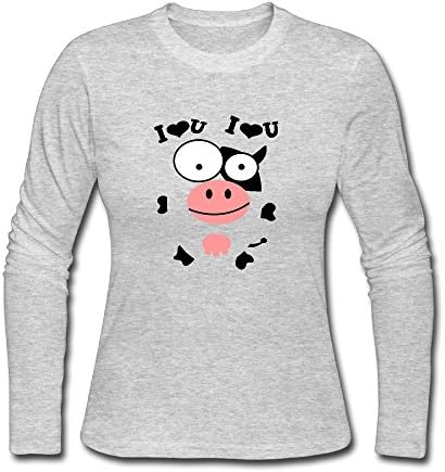 Cow Say I Love U Women's Long Sleeve Athletic Cotton Crew Neck T-Shirt