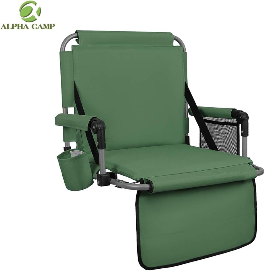 ALPHA CAMP Stadium Seat Padded Chair for Bleachers with Back& Arm Rest