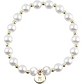 RGBB Pearl Initial Bracelet for Women Delicate Beaded Letter Bracelet Bridal Shower Gift, Wedding Party Jewelry, Birthday Present for Her