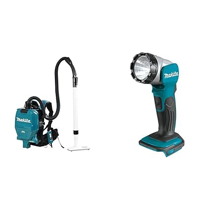 Makita Akku-Rucksackstaubsauger (2 x 18 V, ohne Akku, ohne Ladegerät) DVC260Z + Makita DEADML802 Akku-Lampe BML802, 3.2 W, 18