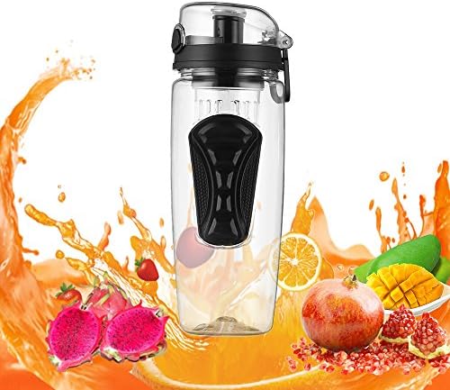 Fruit Infuser Water Bottle Tritan Plastic Fruit Infusion Sports Bottle BPA Free 32oz
