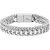 Magna Steel Men’s Stainless Steel Double Franco and Curban Chain Bracelet