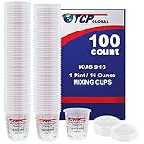 (Full Case of 100 each - Pint (16oz) PAINT MIXING CUPS) by Custom Shop - Cups have calibrated mixing ratios on side of cup BOX OF 100 Cups