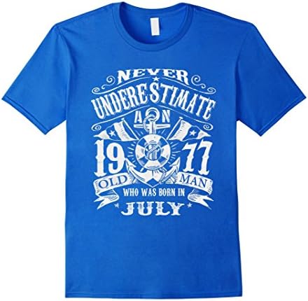 Mens 1977 Born In July tshirt - 40th Birthday tshirt Medium Royal Blue