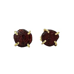 Gempires Natural Raw Red Garnet Prong Setting Stud