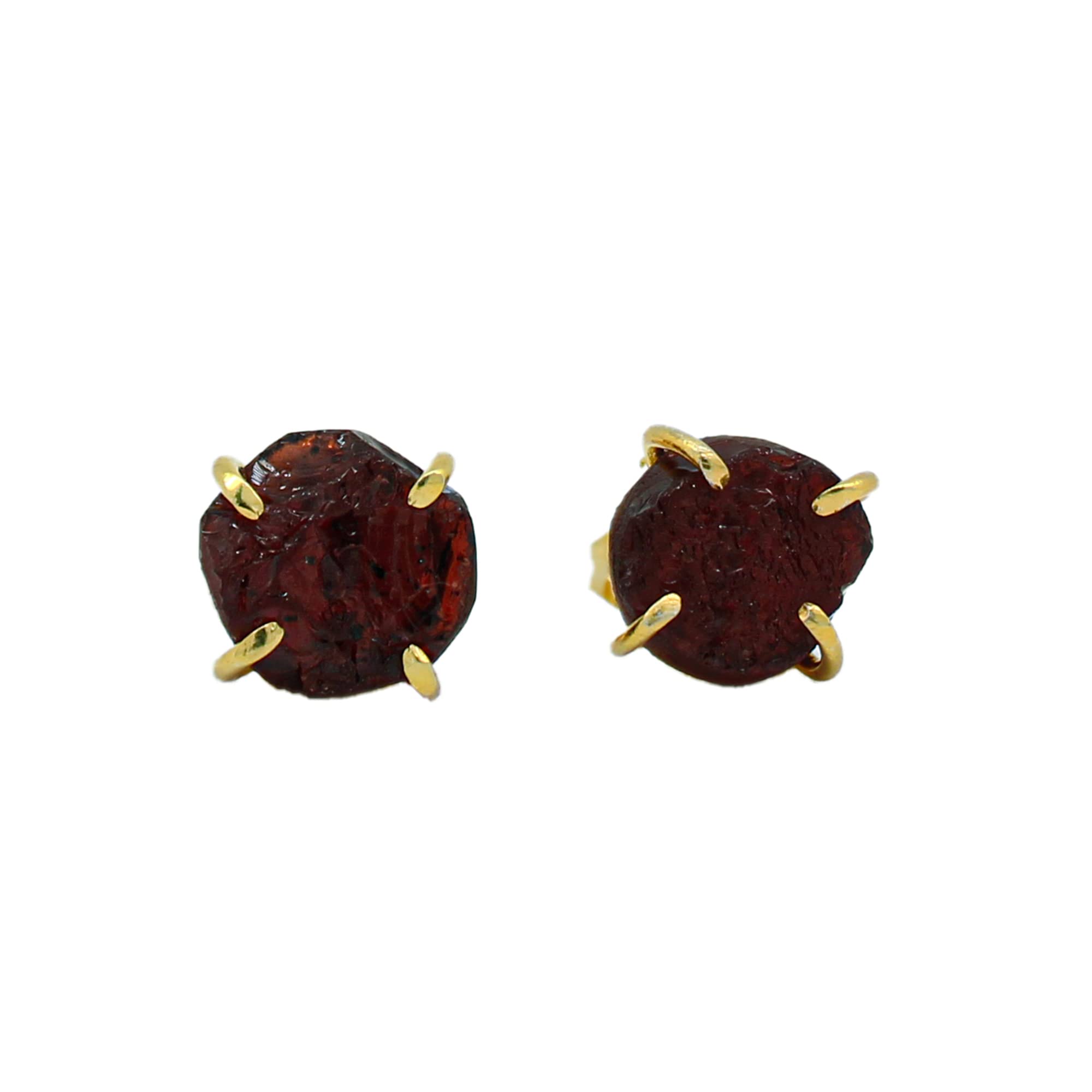 Gempires Natural Raw Red Garnet Prong Setting Stud