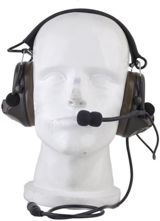 Noise Reduction Headset Comtac II Style Tactical Headphone Active Volume Hearing Protector Hunting Earmuff with New Military Standard Plug - BK