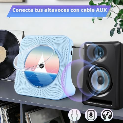 Portable CD Player for Children, Bluetooth CD Player and Home HiFi Speakers, Home CD Player Compatible with USB/FM Radio/Headphone Jack/Off Timer (Non-Rechargeable)