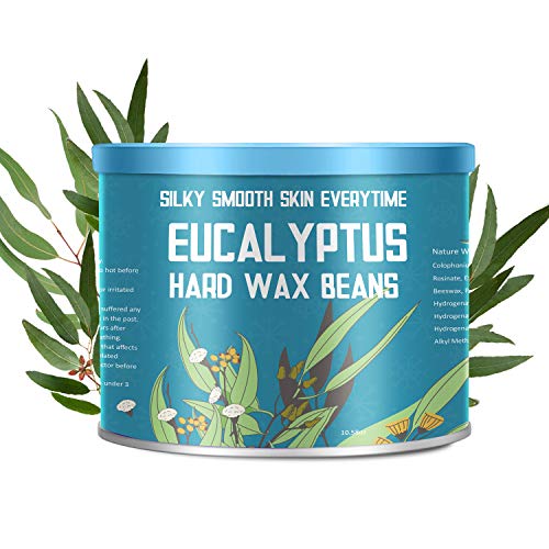 ã€Eucalyptus Essential Oilã€‘Yeelen Essential Oil Hard Wax Beans Hair Removal Wax Beads with 10 Applicator Sticks for Facial Body Brazilian Bikini At Home Waxing, 10.58oz/300g