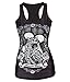Voglee Volgee Womens Summer Tops 3D Digital Printed Flower Death Skeleton Camisole Sleeveless Vest Tank Tops For Juniors